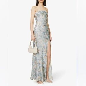BEC & BRIDGE Nina Split-Leg Satin Floral Maxi Dress